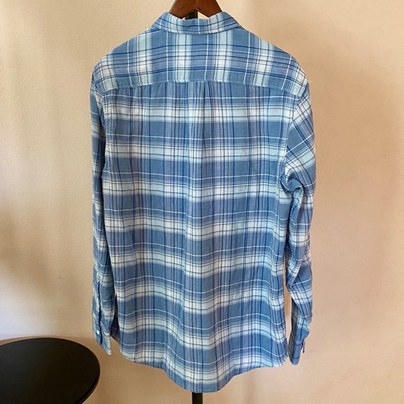 Blue White Plaid Wallin & Bros Button-Down Shirt L - Picture 3 of 11